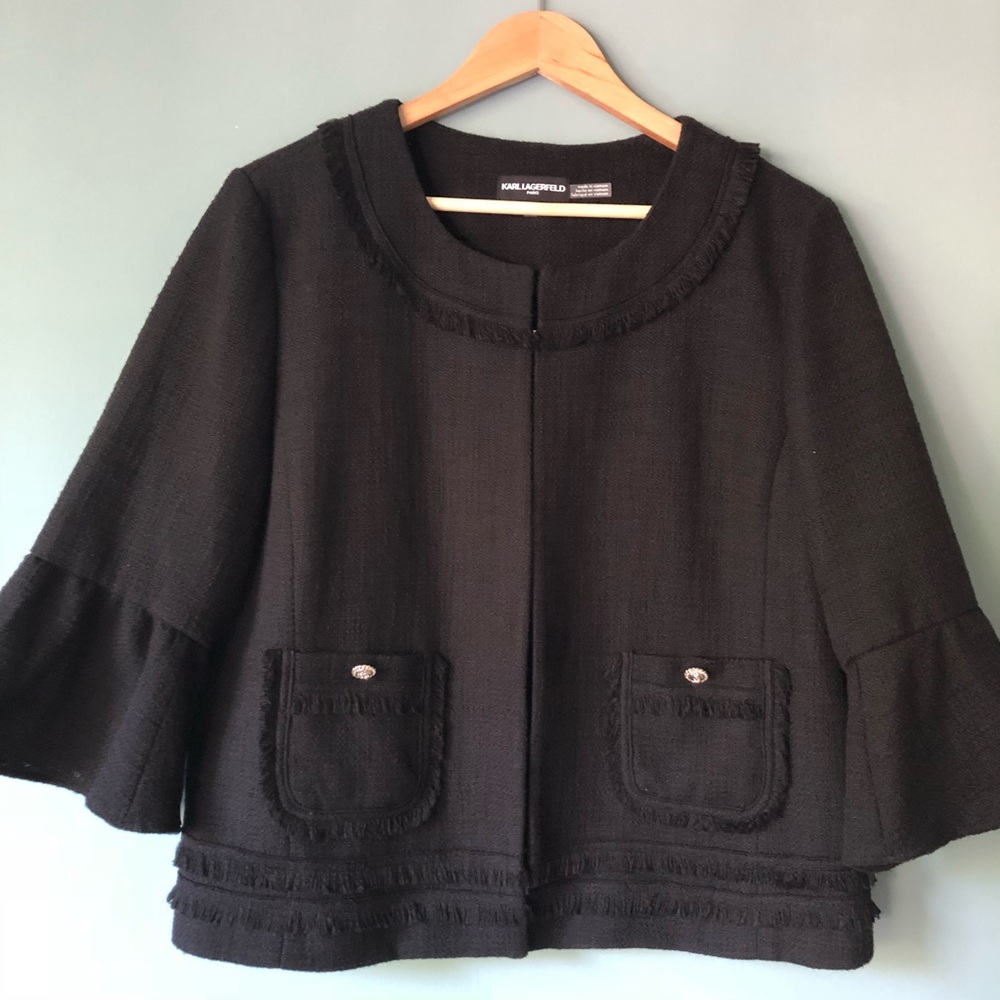 Karl Lagerfeld Paris Black Tweed Blazer XL